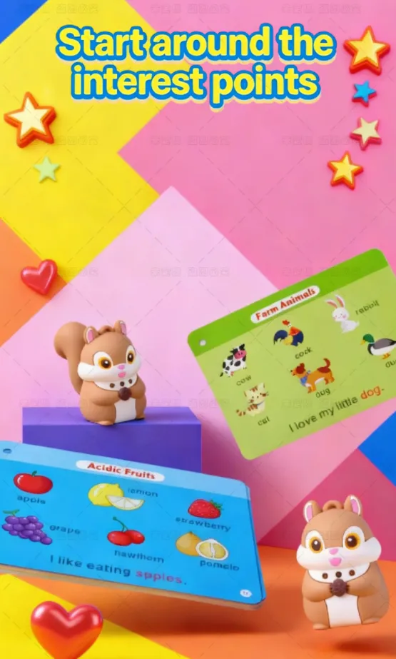Talking Squirrel with 55 Double-Sided Educational Flash Cards for Kids - Image 2